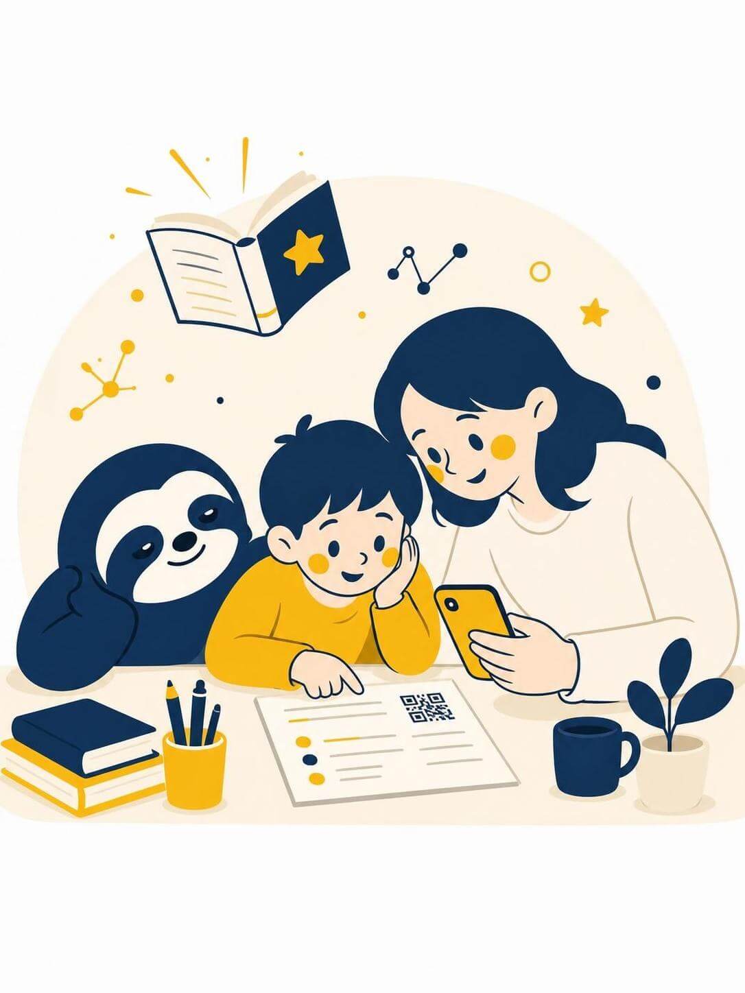 家长扫描试卷二维码与孩子一起看